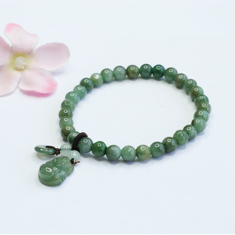 Laughing mystic zen Cyan Jade Healing Bracelet