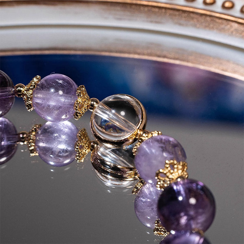 Natural Amethyst Inner Peace Healing Star Charm Bracelet