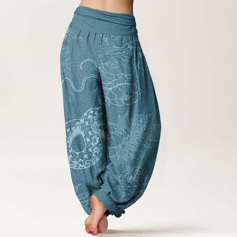 Snake Lotus Women's Elastic Waist Harem Pants