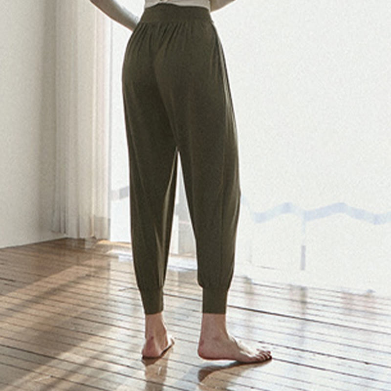 Casual Plain High Waist Quick Drying Women's Leica Pants With Pockets