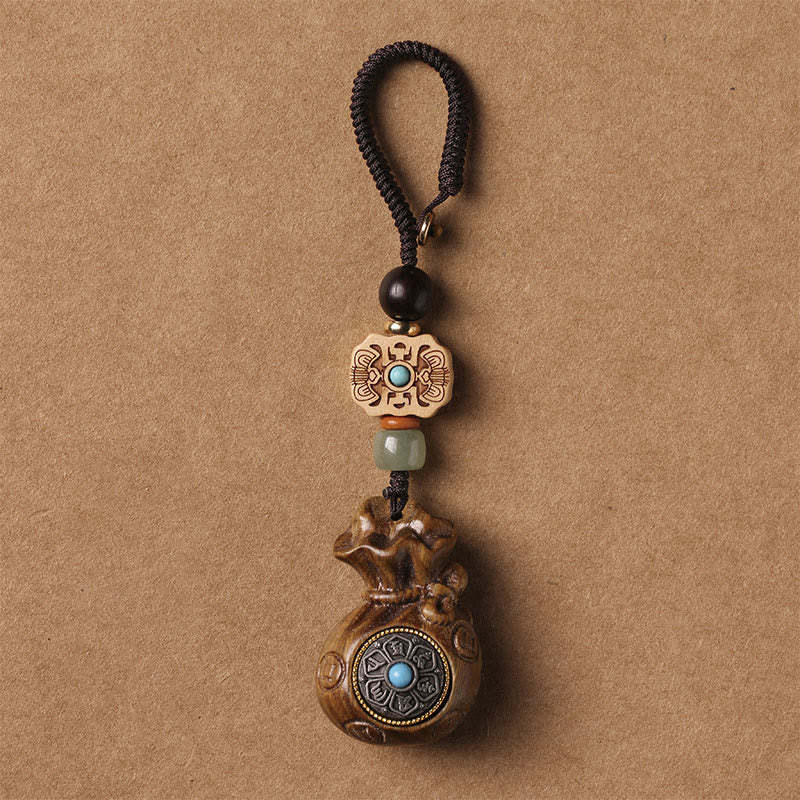 Sandalwood Small Leaf Red Sandalwood Green Sandalwood Om Mani Padme Hum Calm Key Chain Phone Hanging Decoration