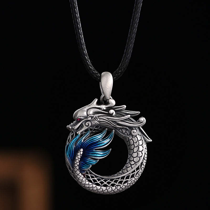 999 Sterling Silver Year Of The Dragon Auspicious Peace Buckle Carved Success Necklace Pendant (Extra 30% Off | USE CODE: FS30)