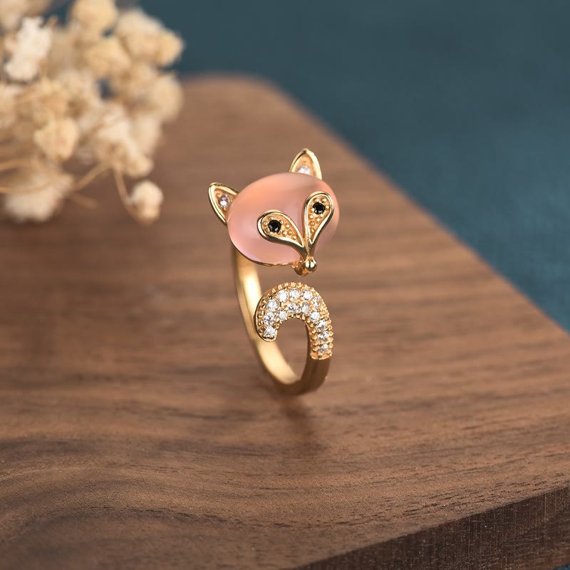 Cat's Eye Copper Fox Love Ring