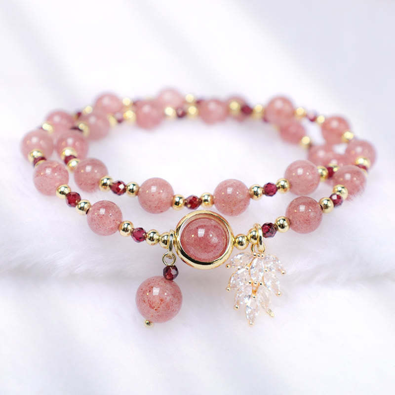 Healing of Love Strawberry Quartz Double Wrap Bracelet