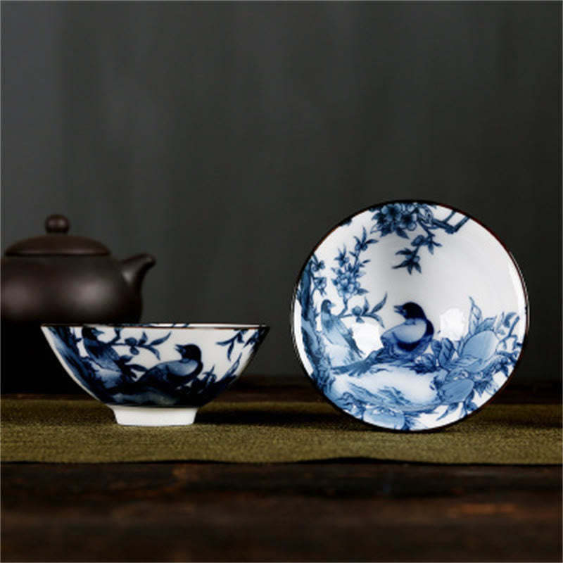 Flowers Fu Character Mountains Lotus Cherry Blossoms Ceramic Teacup Kung Fu Tea Cup