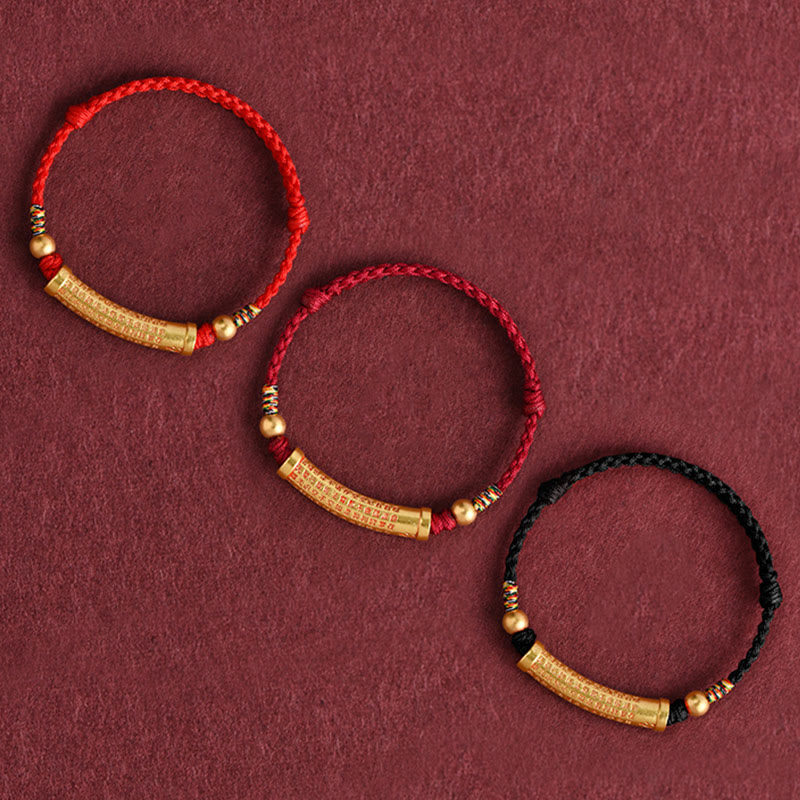 Handmade Alloy Heart Sutra Protection?Strength?Rope Bracelet Anklet