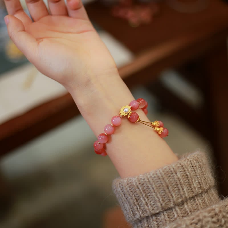 925 Sterling Silver Yanyuan Agate Lotus Flower Enlightenment Bracelet