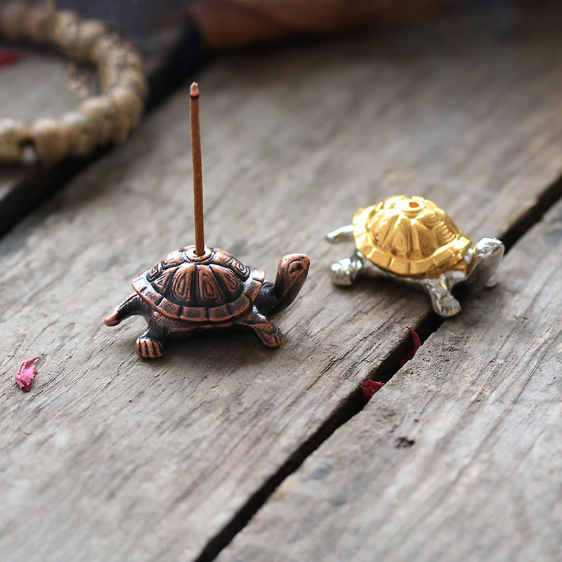Alloy Turtle Snail Healing Incense Burner Desk Decoration