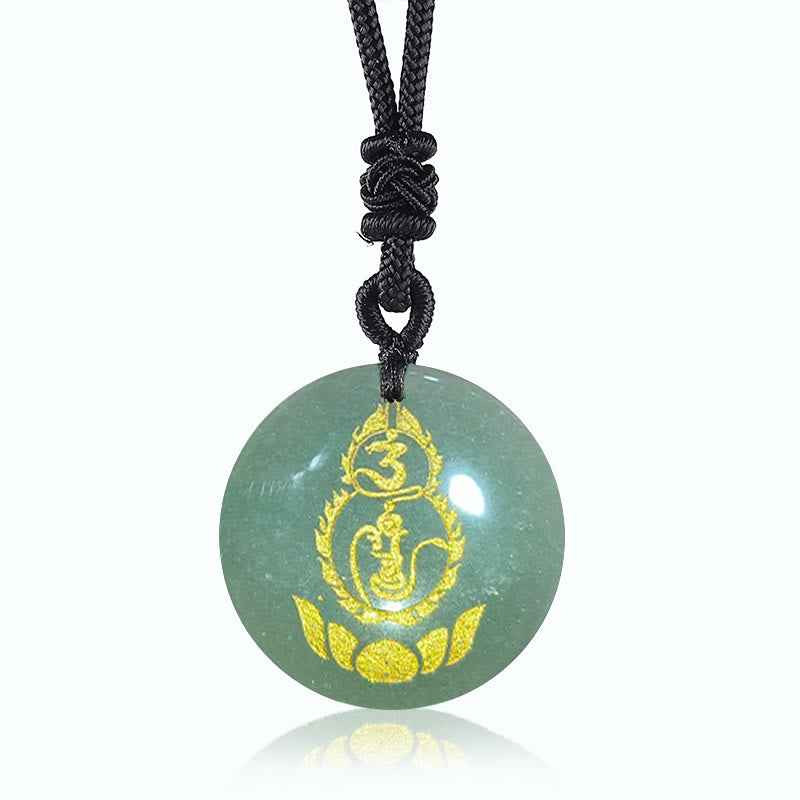 Gourd Lotus Pedestal Pattern Vajra Protection Mantra Natural Various Crystal Black Obsidian Fulfilment Necklace Pendant