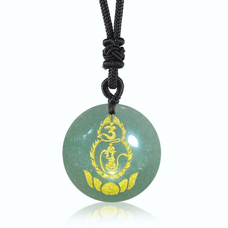 Gourd Lotus Pedestal Pattern Vajra Protection Mantra Natural Various Crystal Black Obsidian Fulfilment Necklace Pendant