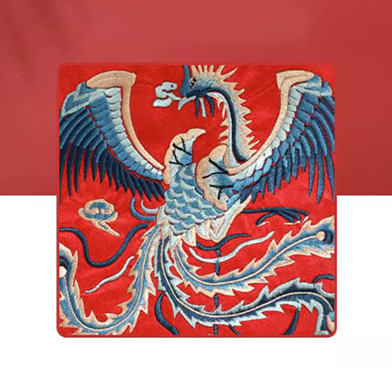 Mythical Beast Phoenix Dragon Qilin Su Embroidery Ticket Folder Storage Journey Shopping Purse Handbag