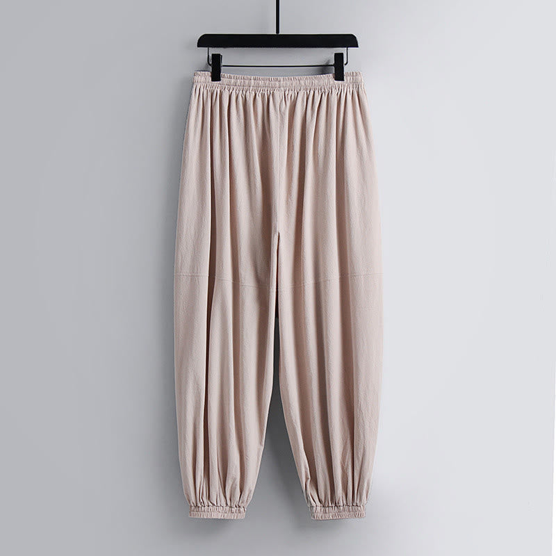 Cross-Collars Cropped Bloomers Cotton Tang Suit Hanfu Top Pants Clothing Men's Set