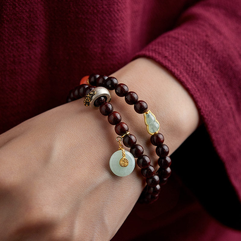 Chinese Zodiac Natal mystic zen Small Leaf Red Sandalwood Jade Red Agate PiXiu Sooth Bracelet