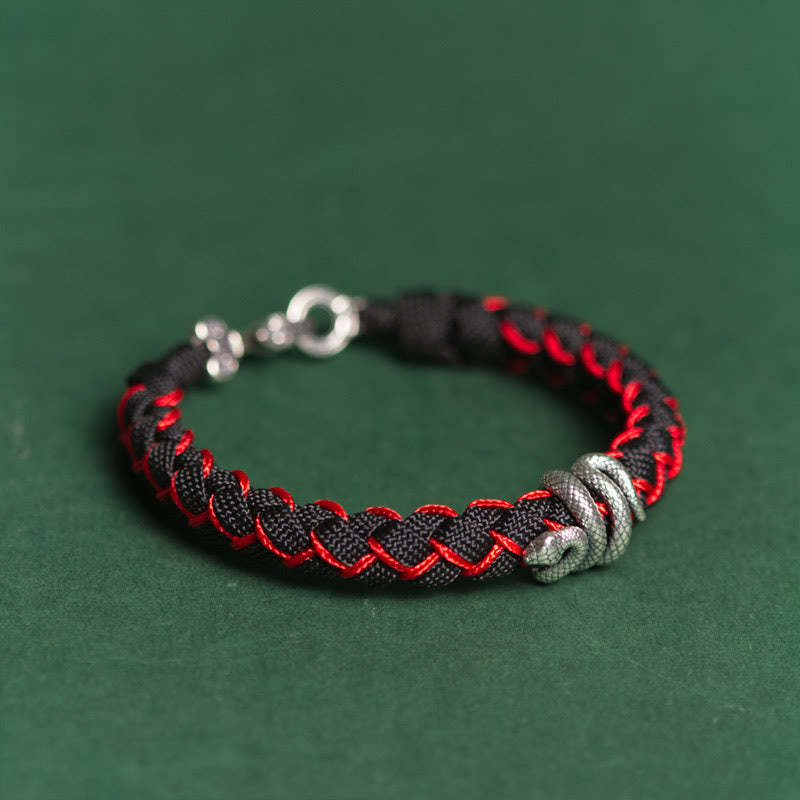 Year of the Snake 999 Sterling Silver String Protection Braided Bracelet