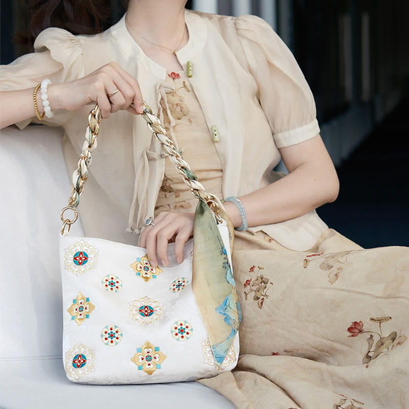 Satin Su Embroidery Journey Shopping Shoulder Bag Handbag Crossbody Bag