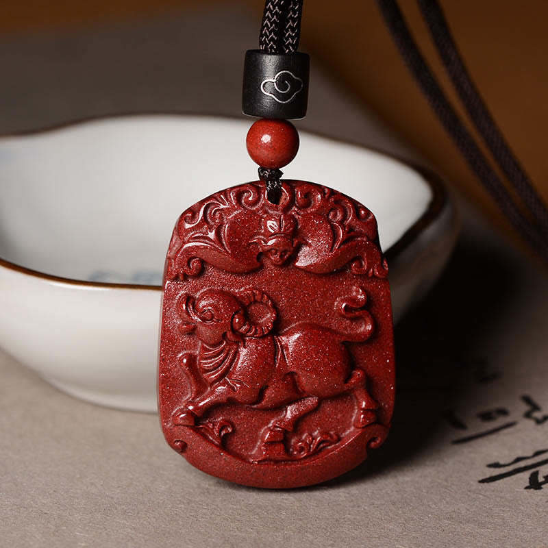 Chinese Zodiac Cinnabar Calm Concentration Necklace Pendant