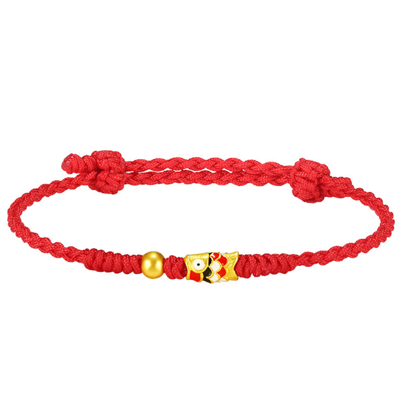 999 Gold Luck Koi Fish Handcrafted Braided String Bracelet