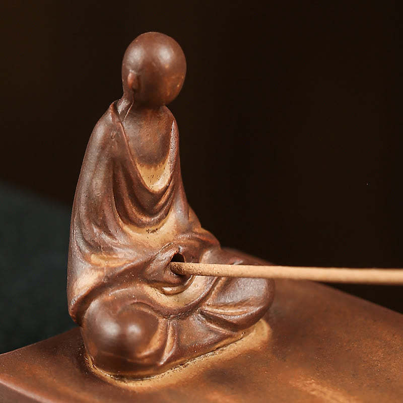 Fisherman Fishing Boat Bamboo mystic zen Hand Lotus Spiritual Healing Ceramic Stick Incense Burner Decoration