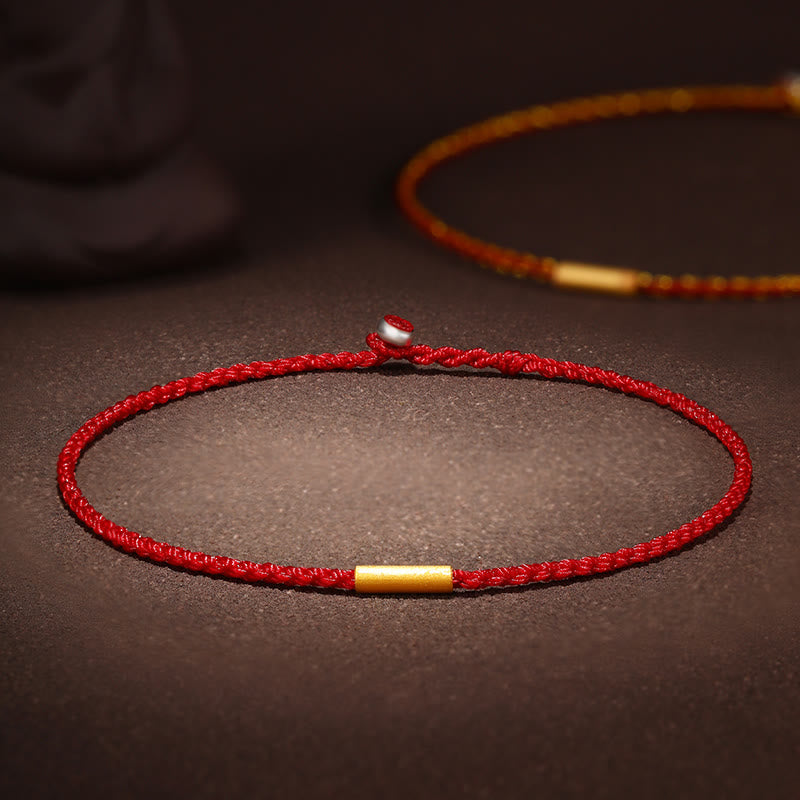 999 Gold Bead Handmade Four Thread Wishful Knots Braided Protection Bracelet
