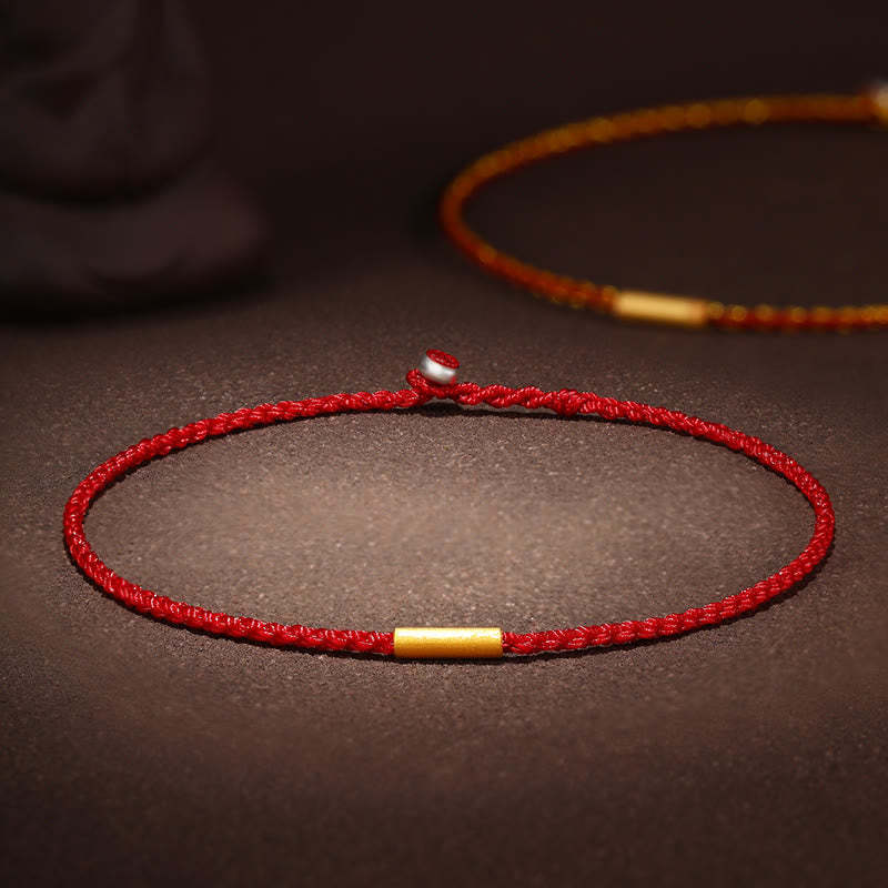 999 Gold Bead Handmade Four Thread Wishful Knots Braided Protection Bracelet
