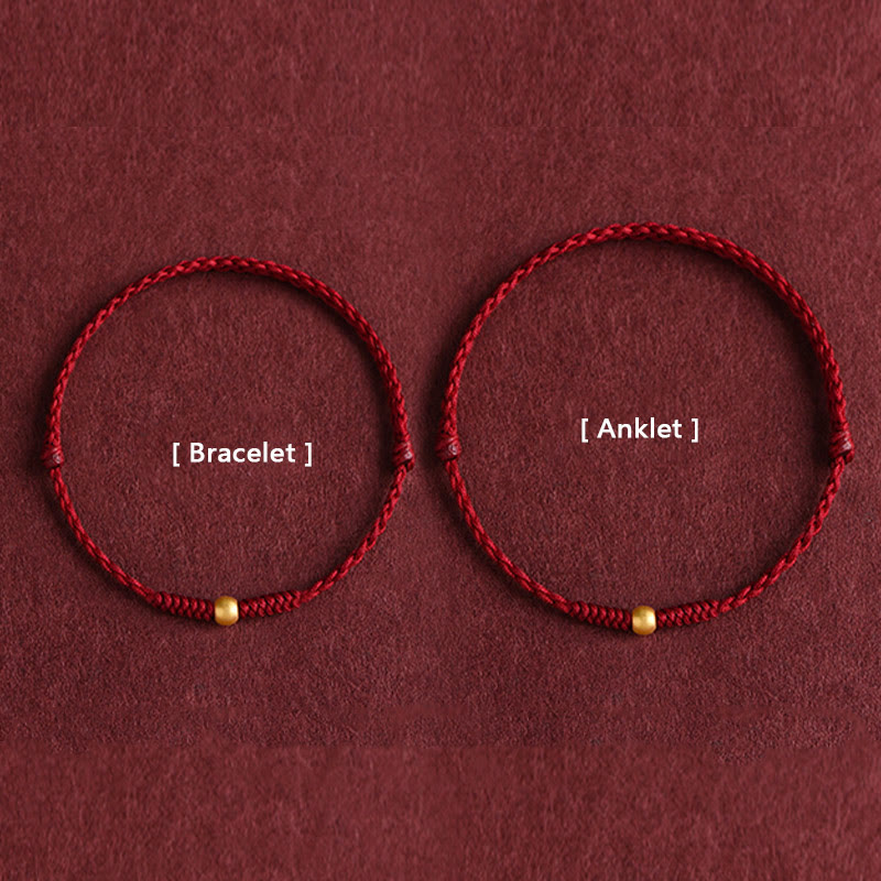 999 Gold One Mini Bead Design Handmade Strength?Braided Rope Bracelet Anklet