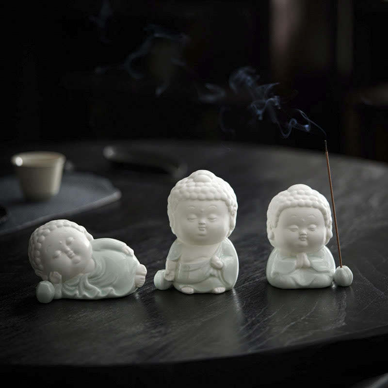mystic zen Sitting Standing Reclining Ceramic Healing Incense Burner Desk Decoration