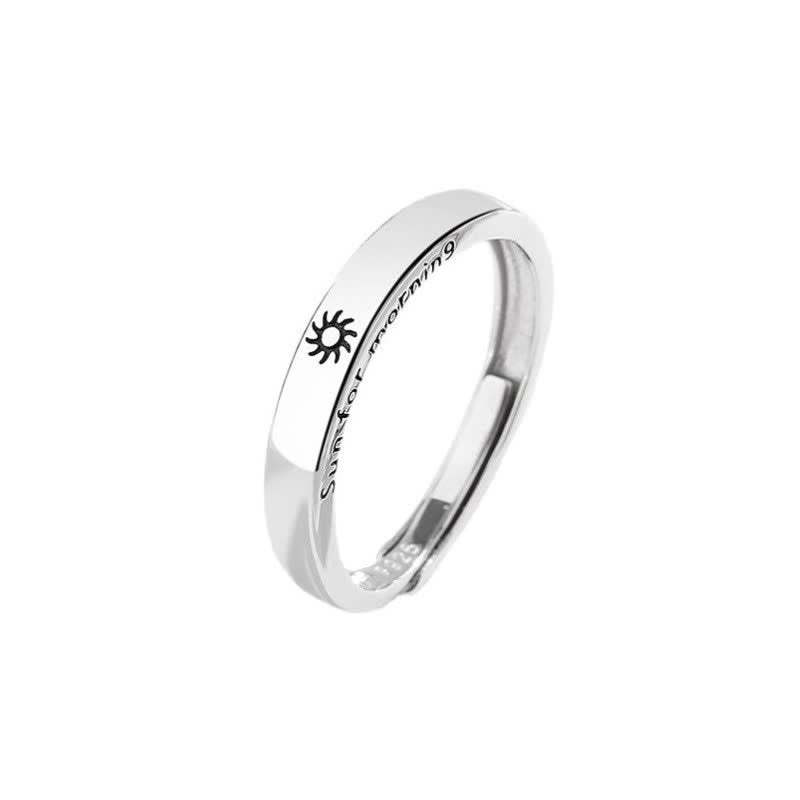 925 Sterling Silver Sun Moon Protection Adjustable Couple Ring
