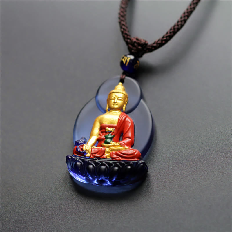 Tibet Medicine mystic zen Liuli Crystal Compassion Necklace Pendant
