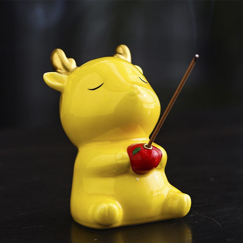 Cute Deer Holder Healing Ceramic Incense Burner Desk Decoration