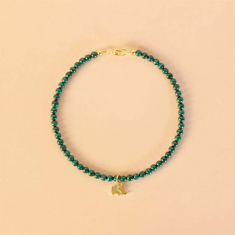 Natural Malachite Elephant Anti-Anxiety Charm Bracelet