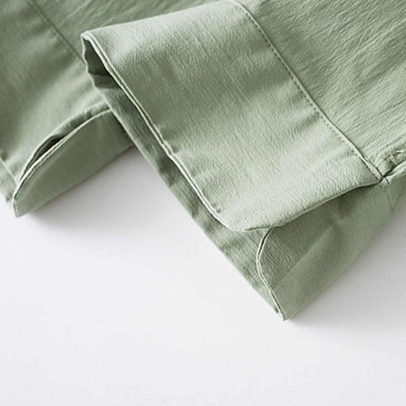 Frog-Button Three Quarter Sleeve Shirt Pants Men's Suit