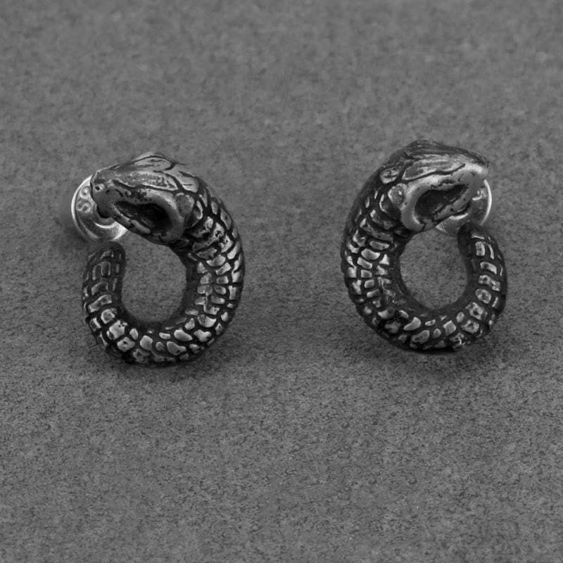 999 Sterling Silver Snake Texture Year Of The Snake Protection Balance Earrings