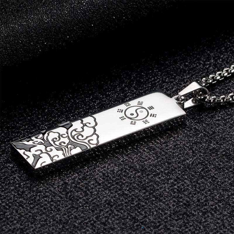 The Nine-word Mantra Titanium Steel Bagua Yin Yang Balance Necklace Pendant