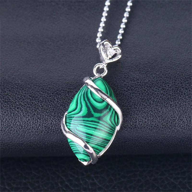 Marquise Pattern Natural Crystal Stone Charm Necklace Pendant