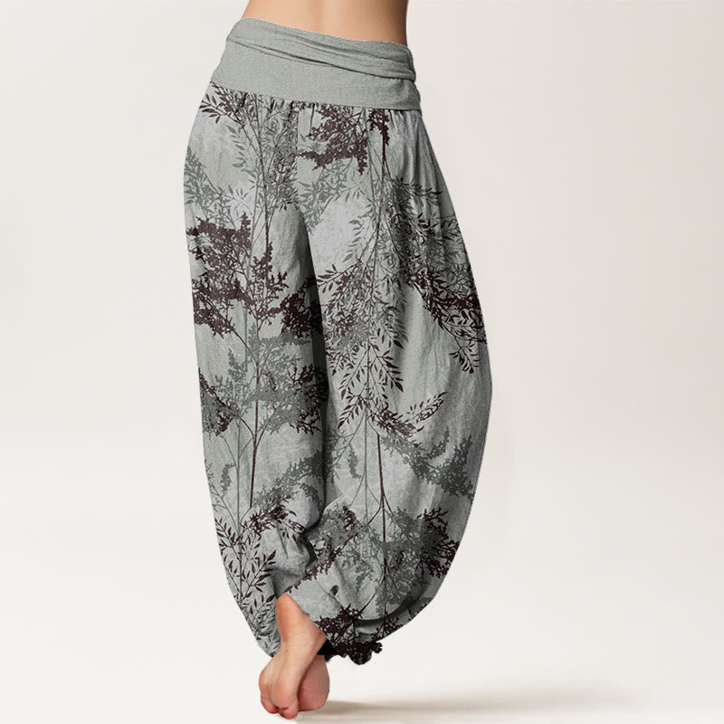 Leaves Branches Design Women's Elastic Waist Harem Pants