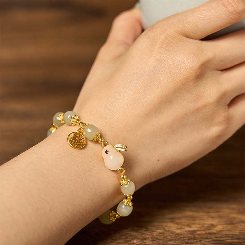 Natural Hetian Jade Fu Character Fu Brand Rabbit Abundance Bracelet