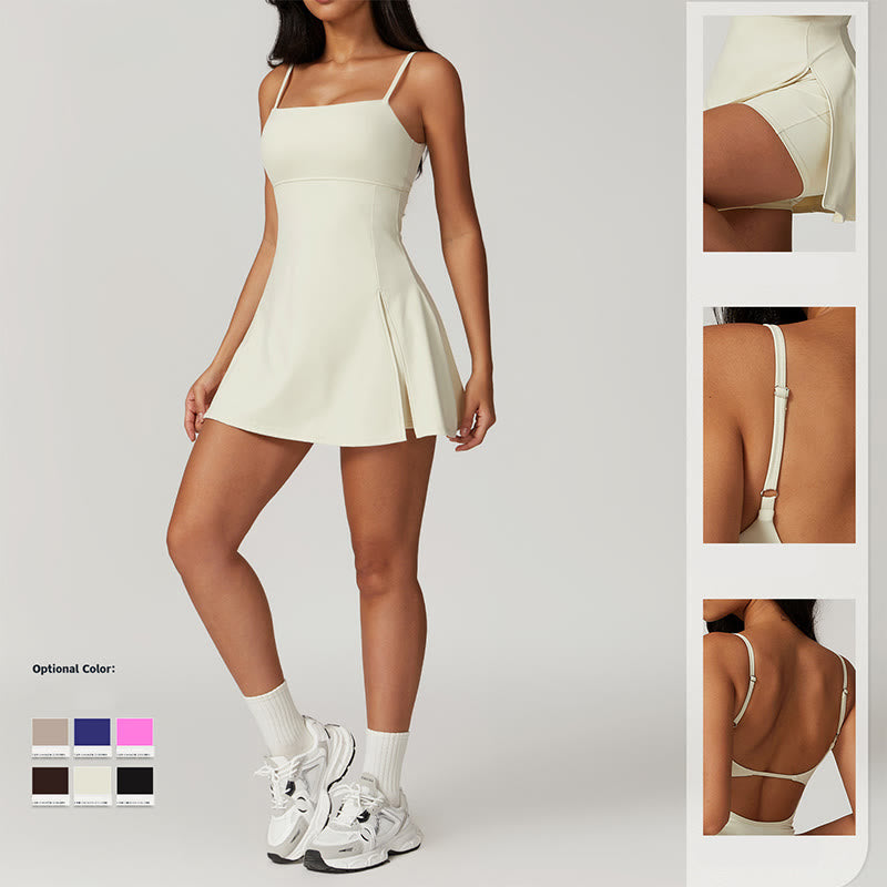 Solid Backless Tennis Yoga Women Sports Dress