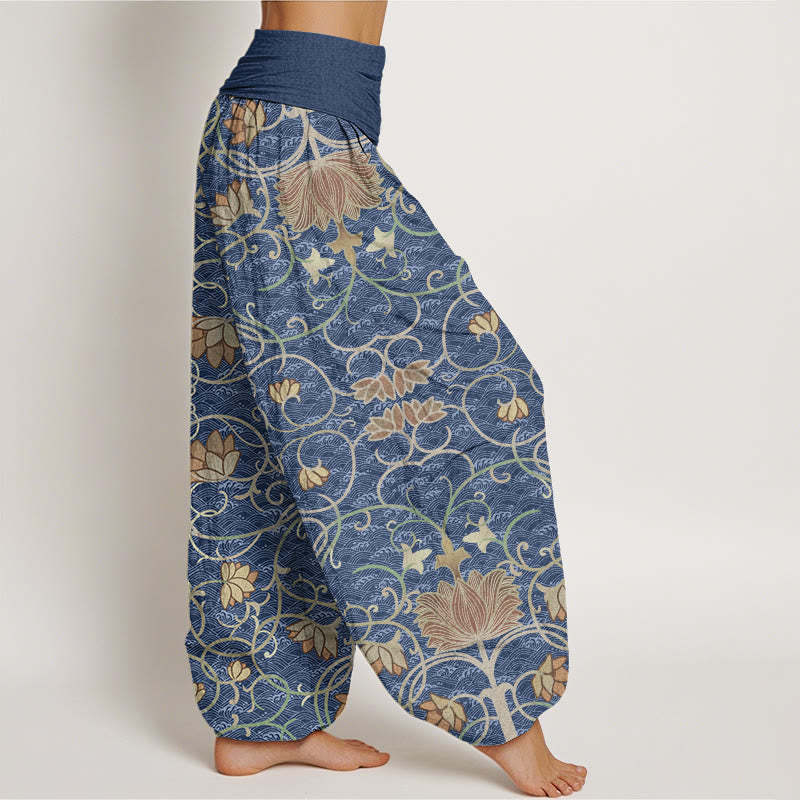 Lotus Pattern Women's Elastic Waist Harem Pants