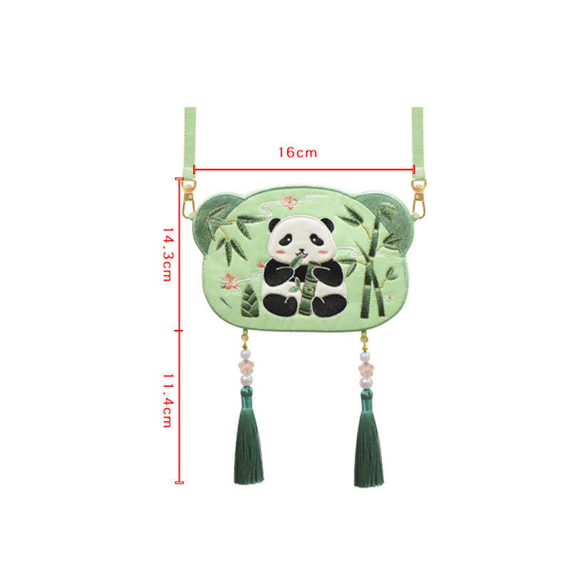 Embroidery Lucky Panda Cat Shiba Inu Deer Rabbit Fox Flower Cute Animal Hanfu Bag Crossbody Bag Shoulder Bag