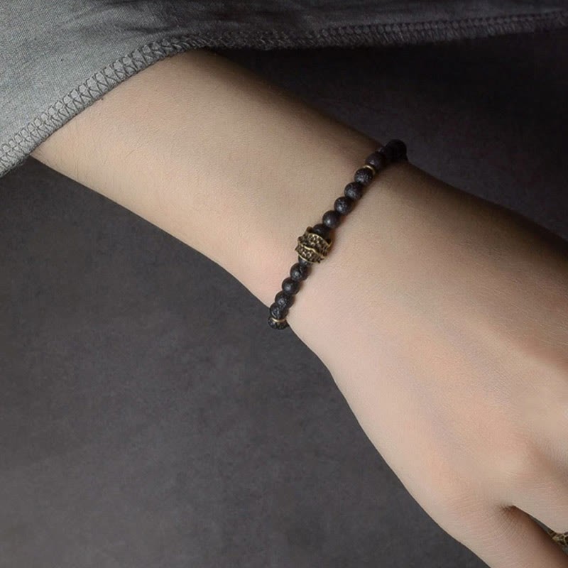 Support Healing Lava Rock Beads Copper Bracelet