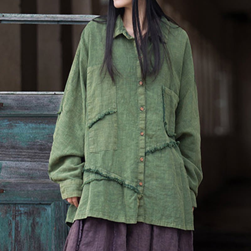 Irregular Splice Ramie Cotton Clothing