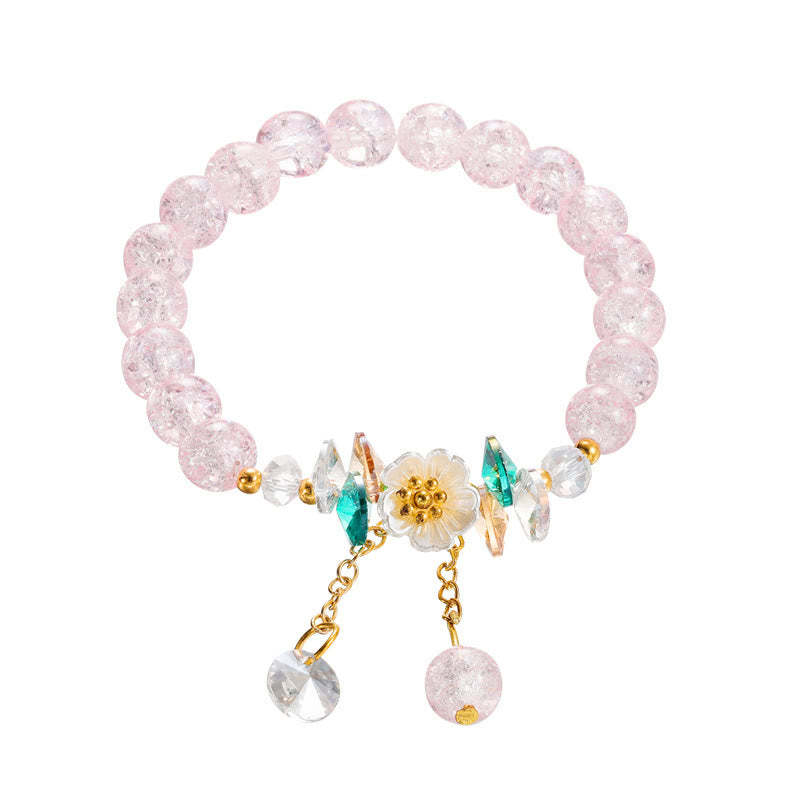 Simple Design Flower Charm Glass Bead Bracelet