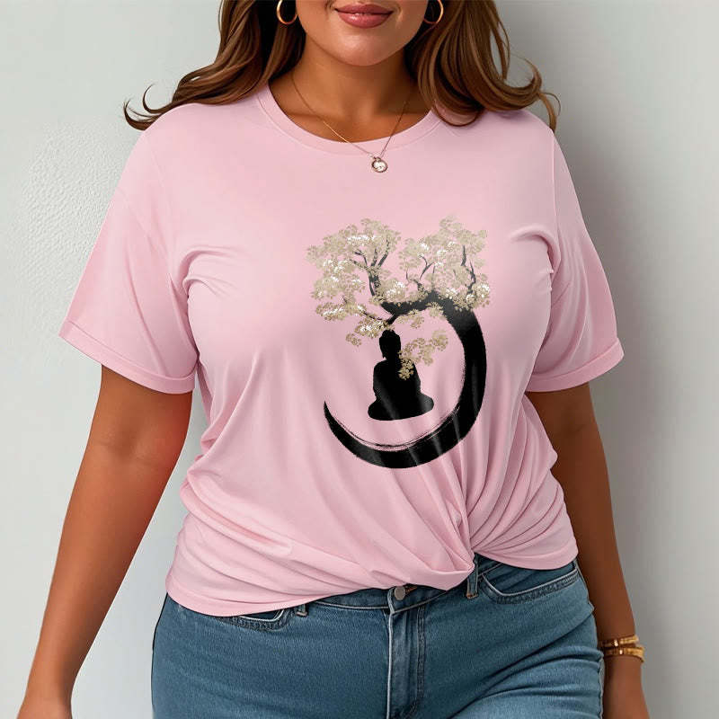 mystic zen Sitting Under The Tree Cotton Tee T-shirt