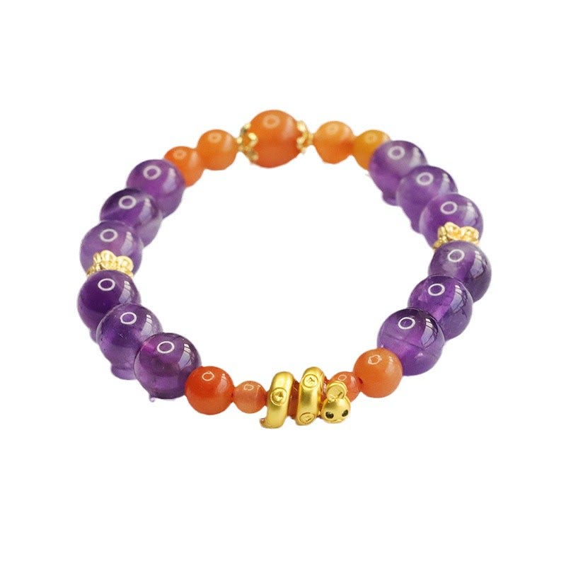 Amethyst Golden Silk Jade Year of the Snake Balance Bracelet