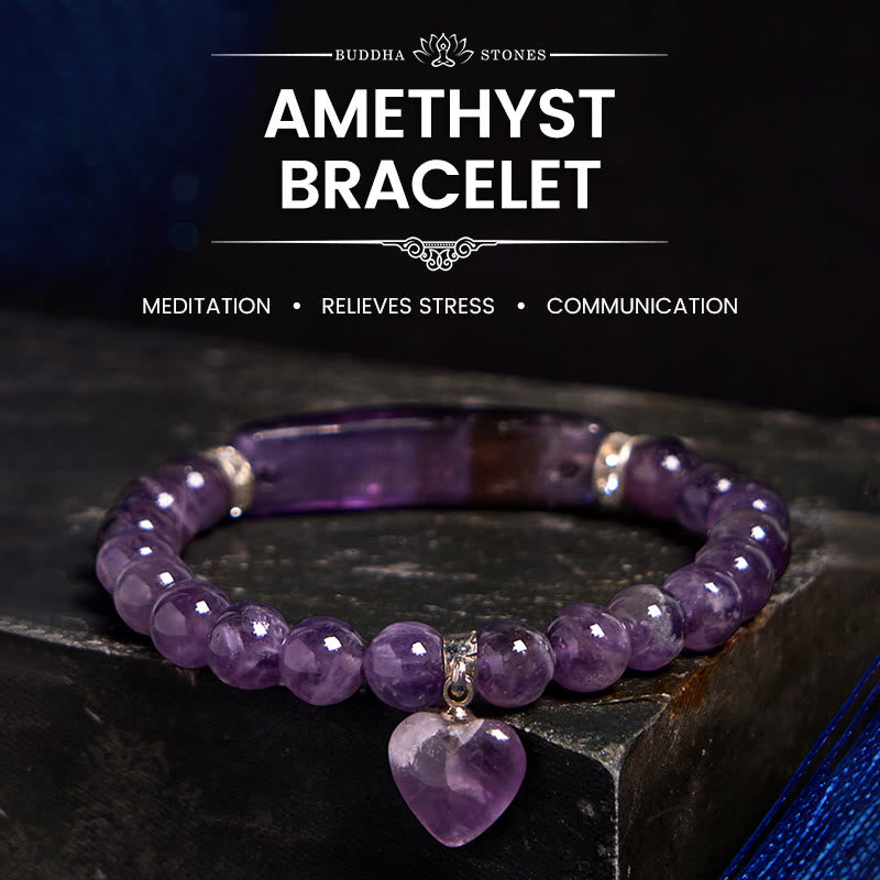 Natural Quartz Love Heart Healing Beads Bracelet