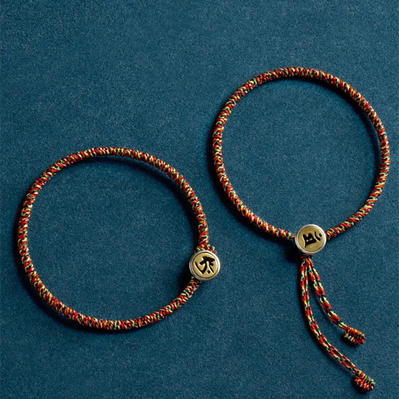 Handmade 925 Sterling Silver Chinese Zodiac Natal mystic zen Protection Colorful Rope Bracelet