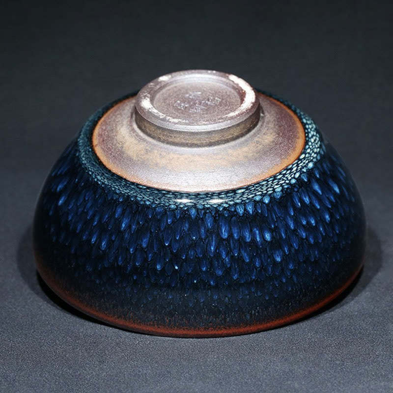 Handmade Blue Francolinus Spot Chinese Jianzhan Ceramic Teacup Kung Fu Tea Cup Bowl
