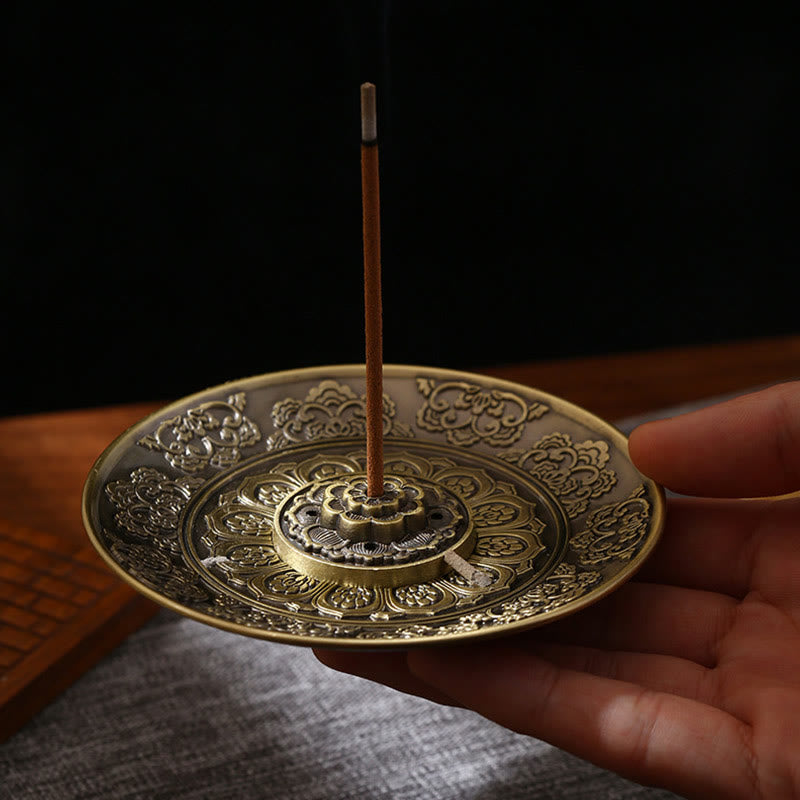 Lotus Dragon Phoenix Eight Auspicious Symbols Zinc Alloy Incense Stick Holder Healing Incense Burner Decoration