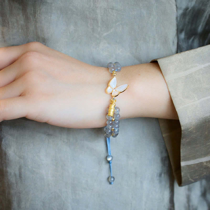 Natural Moonstone Butterfly Bamboo Healing String Bracelet