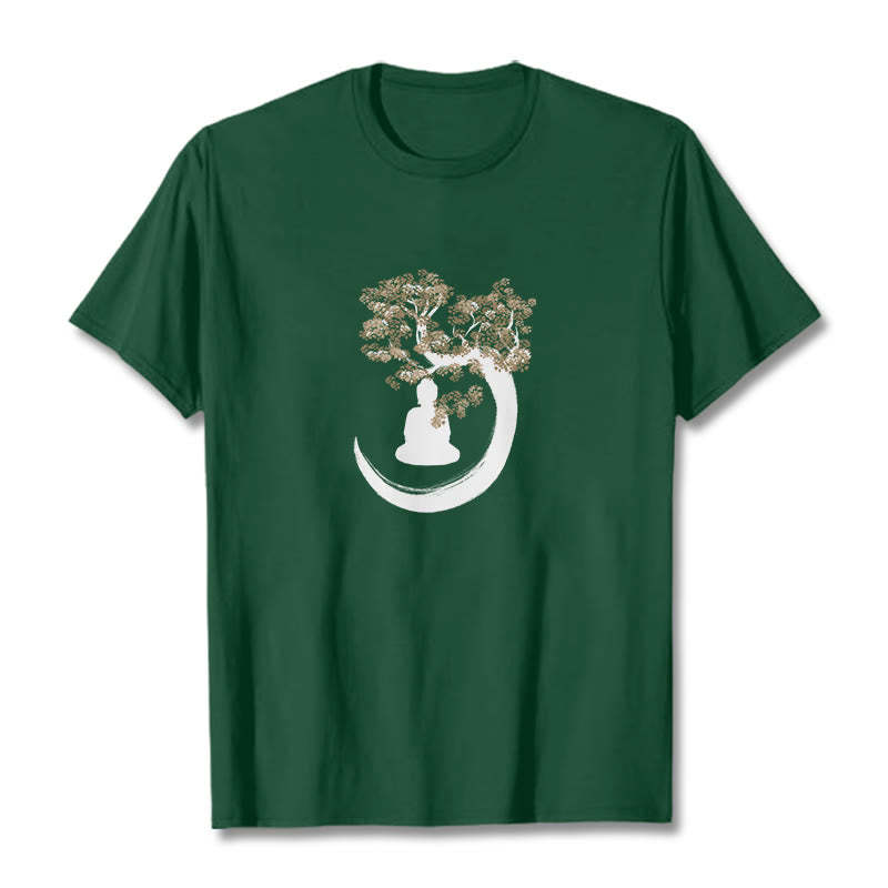 mystic zen Sitting Under The Tree Cotton Tee T-shirt
